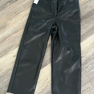 Aritzia Black Cropped Faux Leather Pants nwt